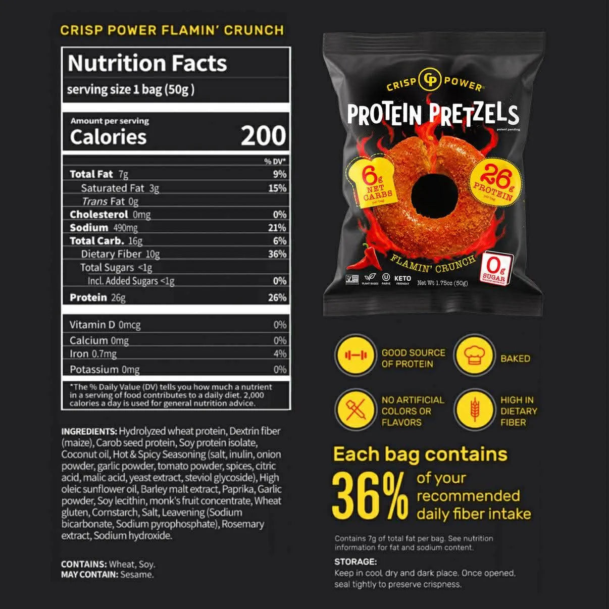 Crisp Power Pretzel Protéiné - Fiche nutritionnelle - Flamin'Crunch