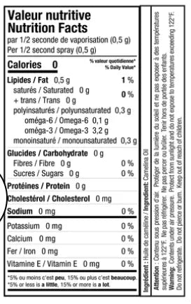 Fitcook-Huile d ecameline-Informations nutritionnelles