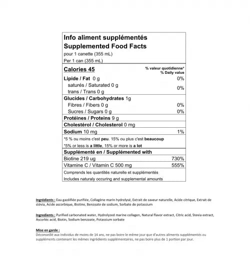Jouvence - Informations nutrionnelles