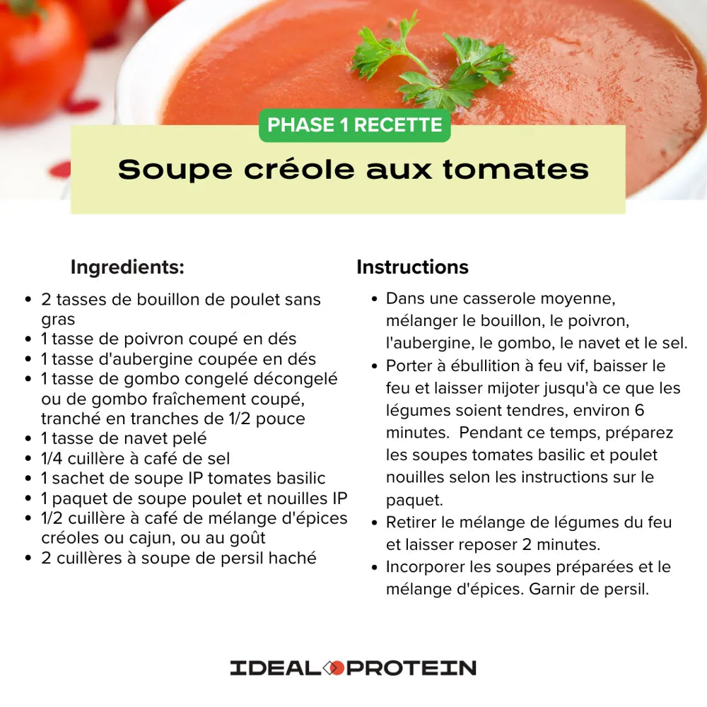 Recette Soupe créole Ideal Protein - Maryse Nadeau Coach