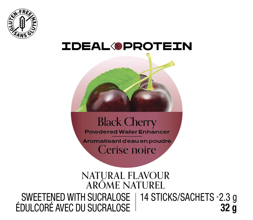 Aromatisant d’eau en poudre – Cerise noire Ideal Protein | Boîte de 14 sachets