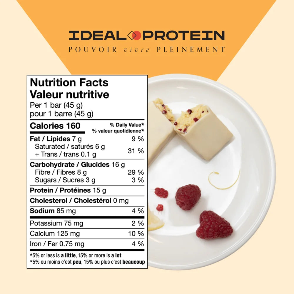 Barre protéinée citron et framboise Ideal Protein - Inforations nutritionnelles