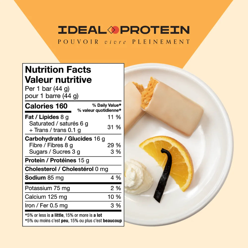 Barre protéinée crème d’orange Ideal Protein - Informations nutritionnelles