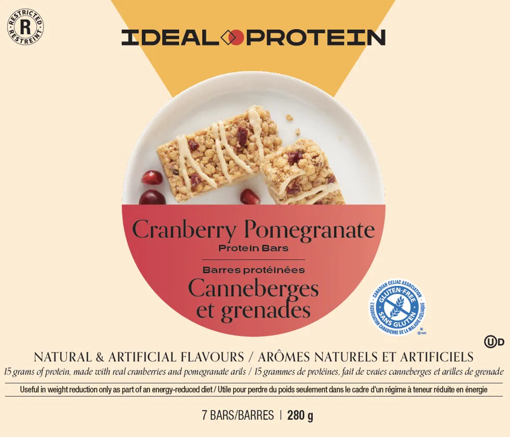 Barre protéinée canneberges et grenades Ideal Protein | Boîte de 7