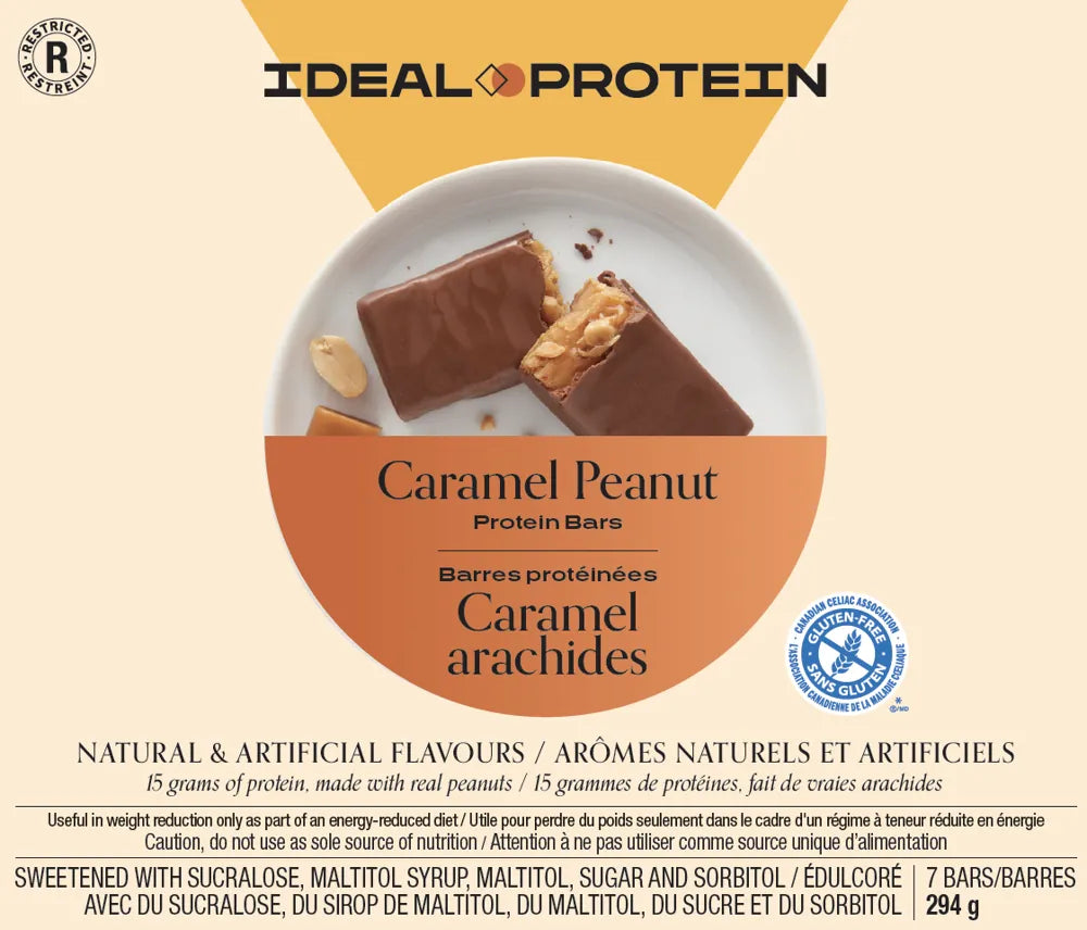 Barre protéinée caramel arachides Ideal Protein - Boîte de 7