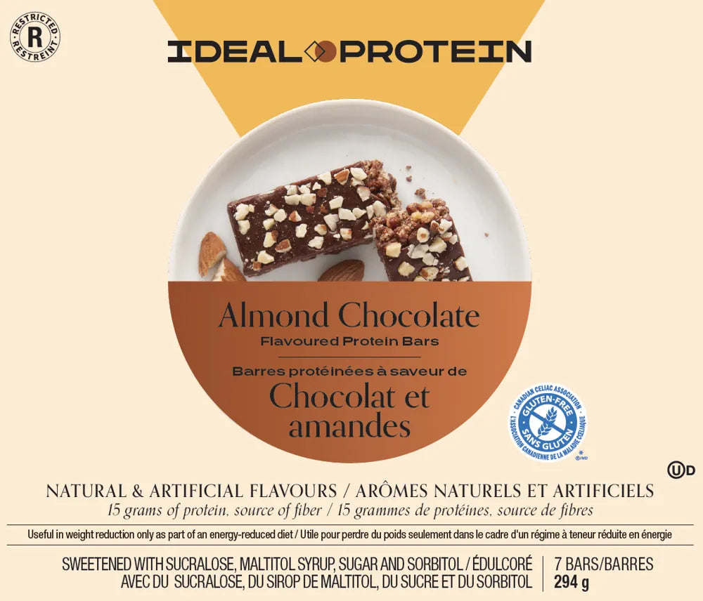 Barre protéinée à saveur de chocolat et amande Ideal Protein | Boîte de 7