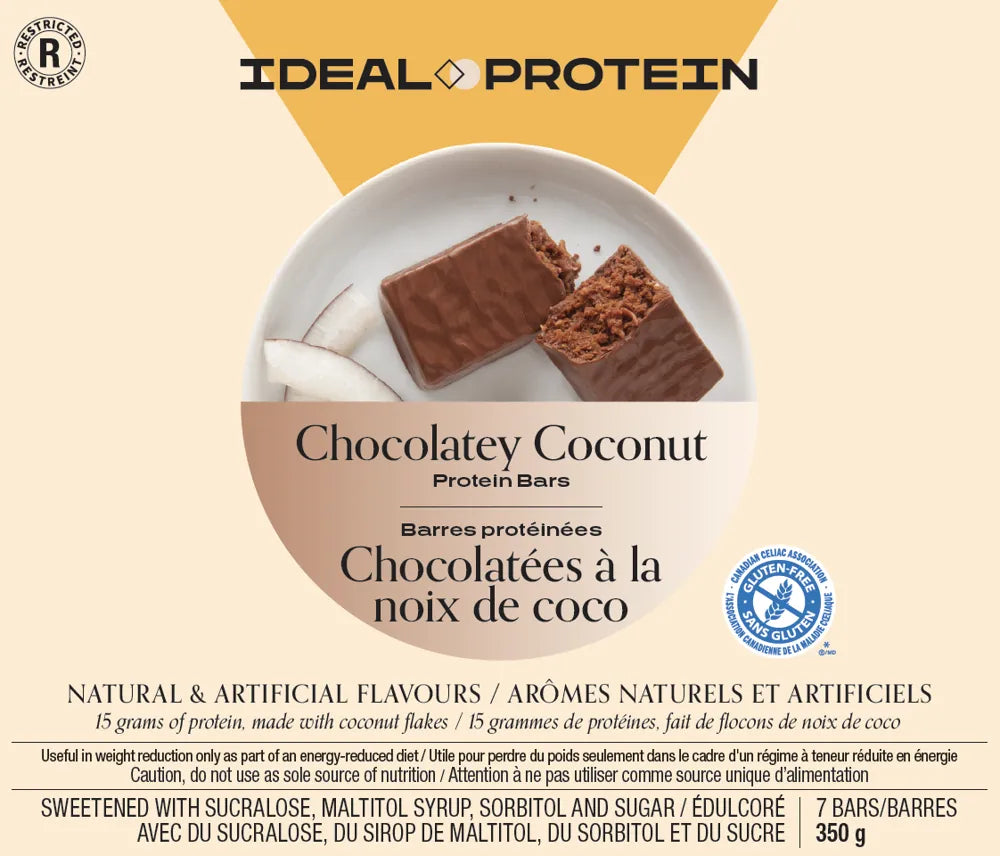 Barre protéinée chocolatée à la noix de coco Ideal Protein - boite de 7