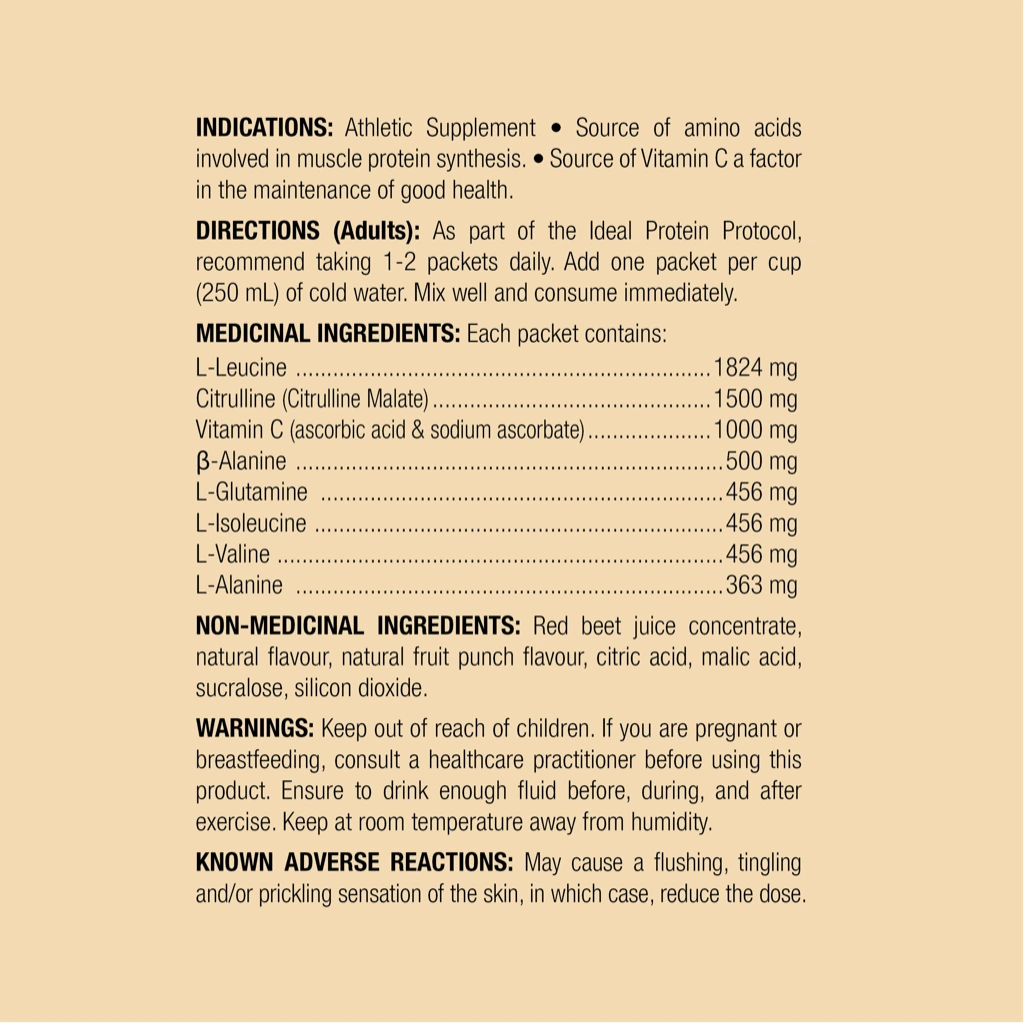 BCAA Ideal Protein Punch aux fruits Fiche nutritionnelle