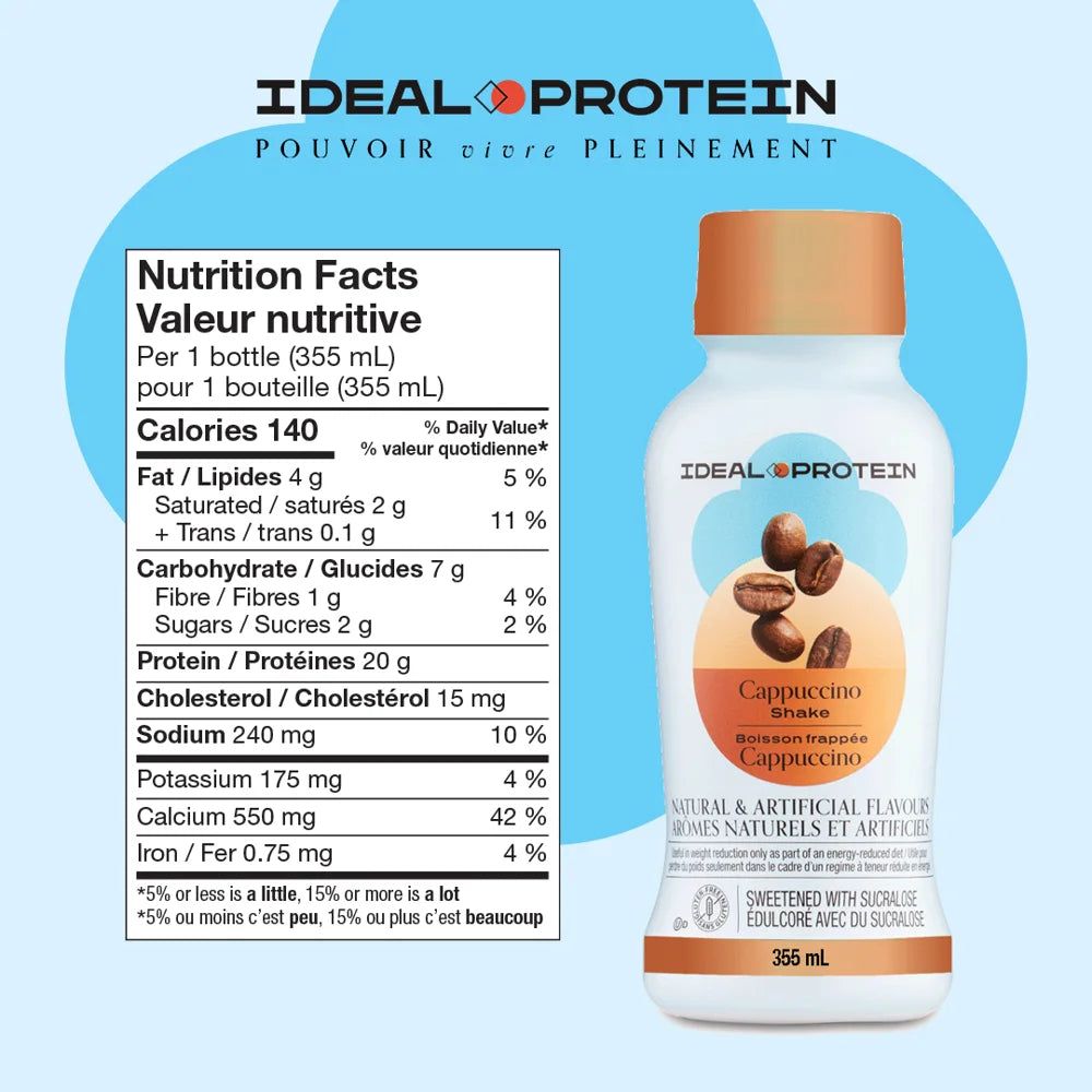 Boisson frappée cappuccino prêt à servir Ideal Protein -Informations nutritionnelles