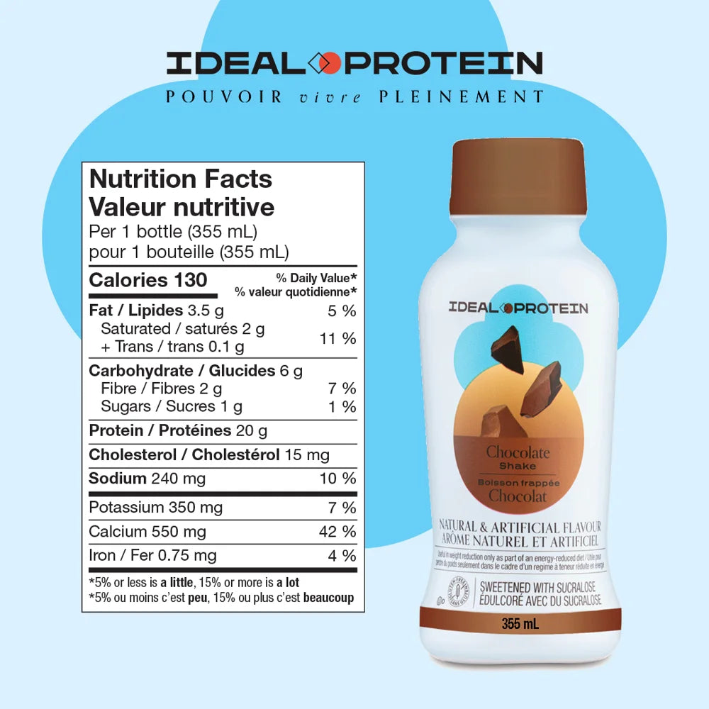 Boisson frappée chocolat prêt à servir Ideal Protein- Informations nutritionnelles