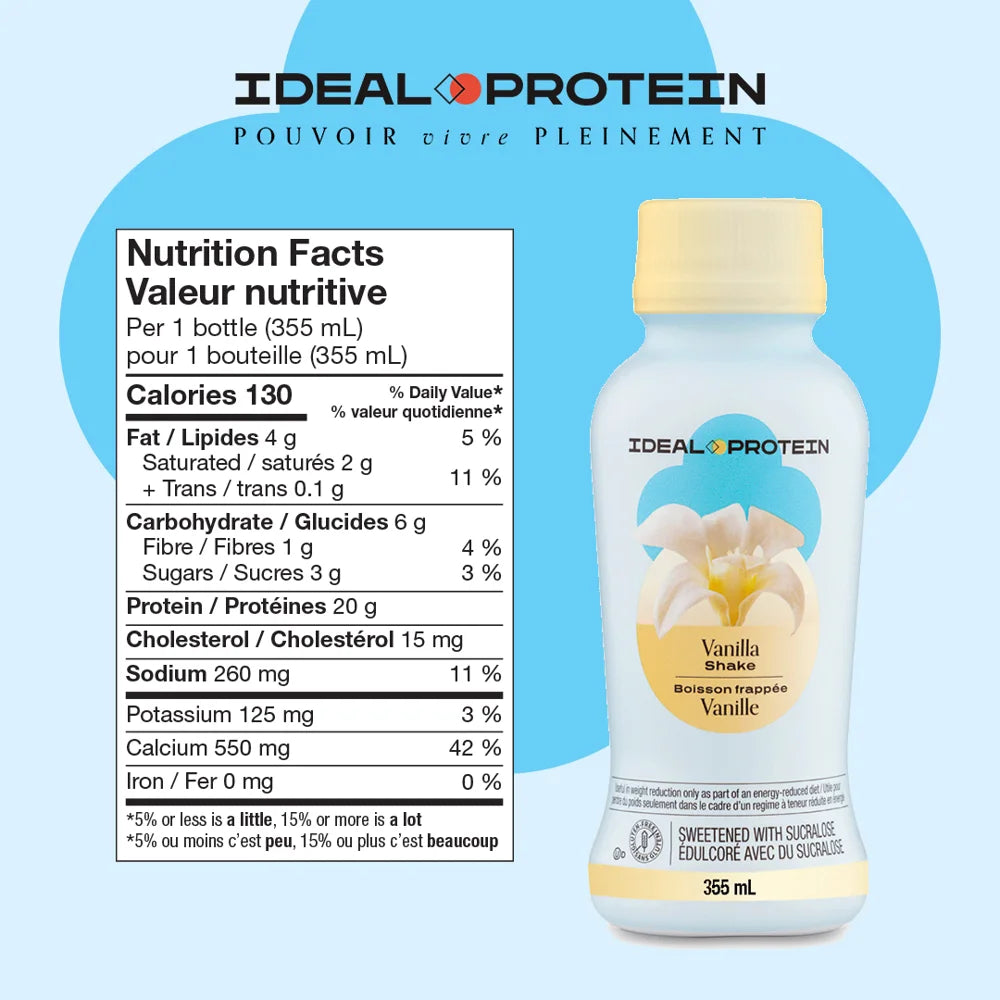 Boisson frappée vanille prêt à servir Ideal Protein - Informations nutrtitionnelles