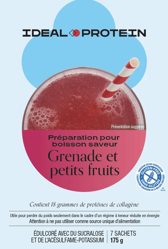 Préparation pour boisson grenade et petits fruits Ideal Protein - Boîte