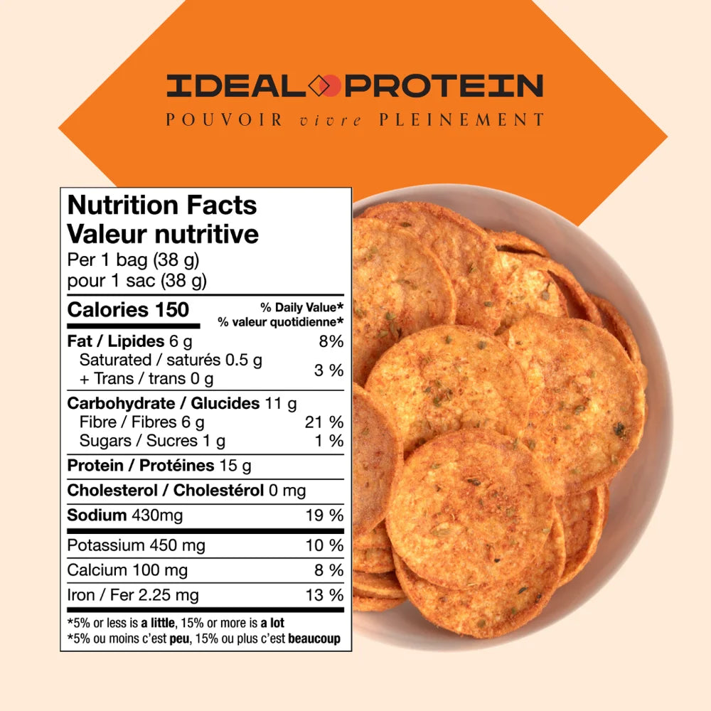 Croustilles à saveur de Pizza Ideal Protein - Informations nutritionnelles