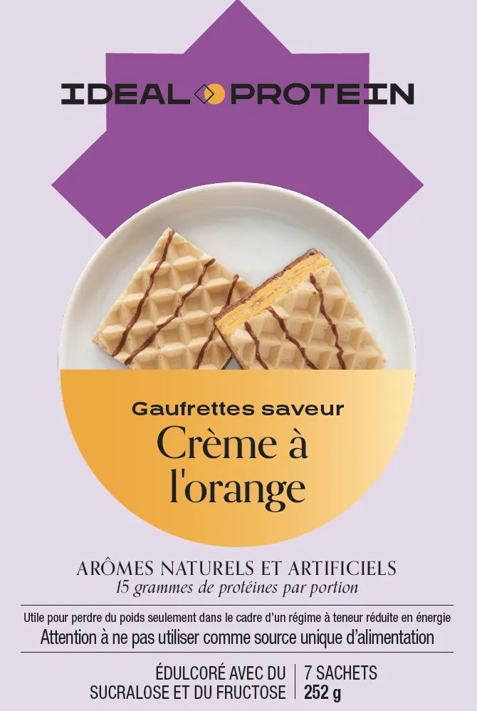 Gaufrettes à saveur crème à l’orange Ideal Protein | Boîte de 7