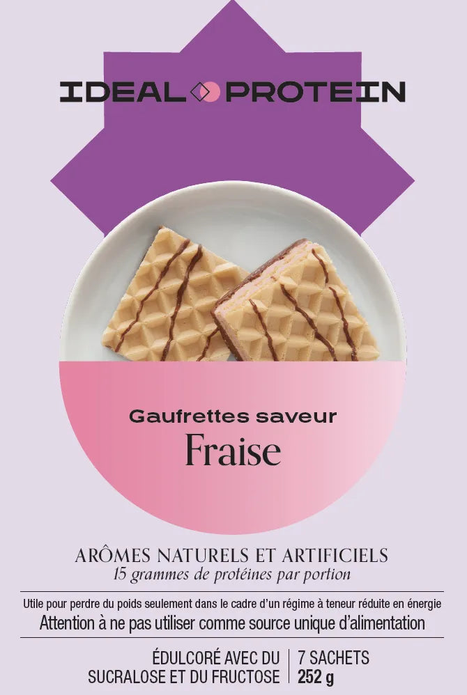 Gaufrettes à saveur de fraise Ideal Protein | Boîte de 7