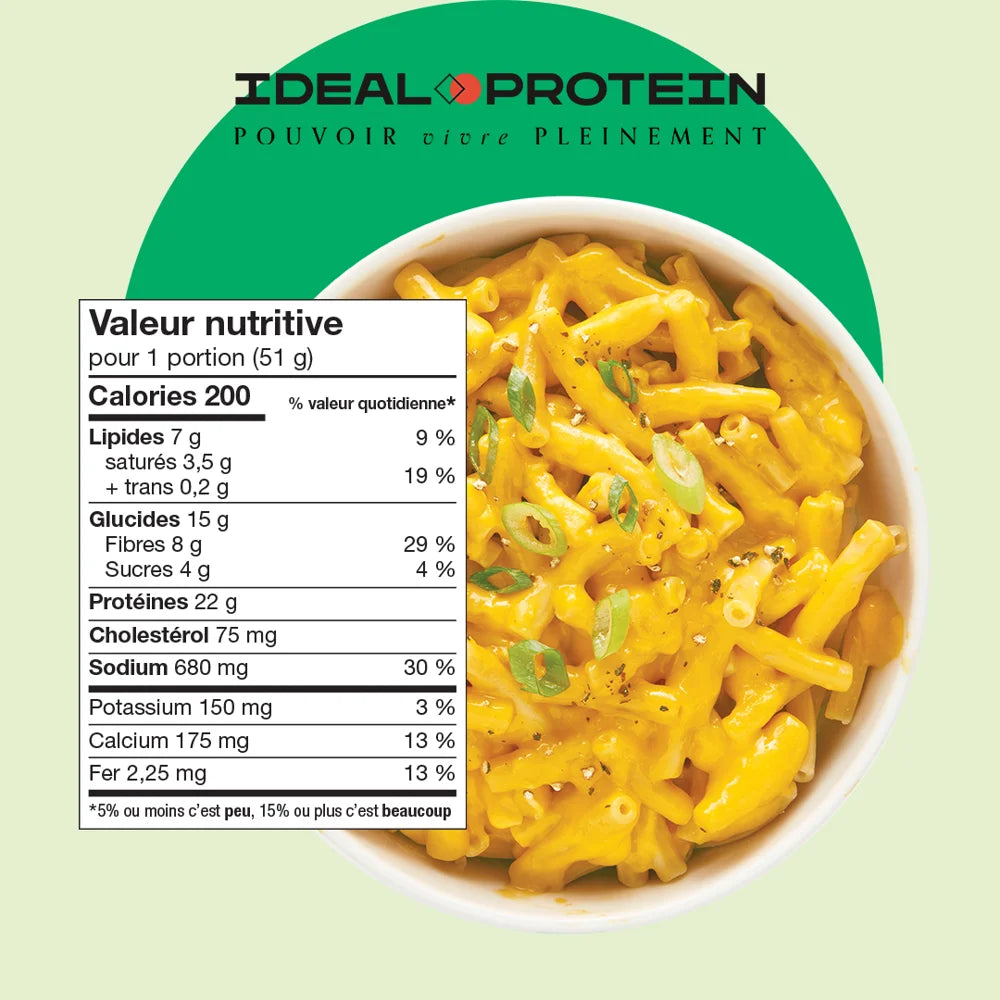 Macaroni au fromage Ideal Protein - Informations nutritionnelles