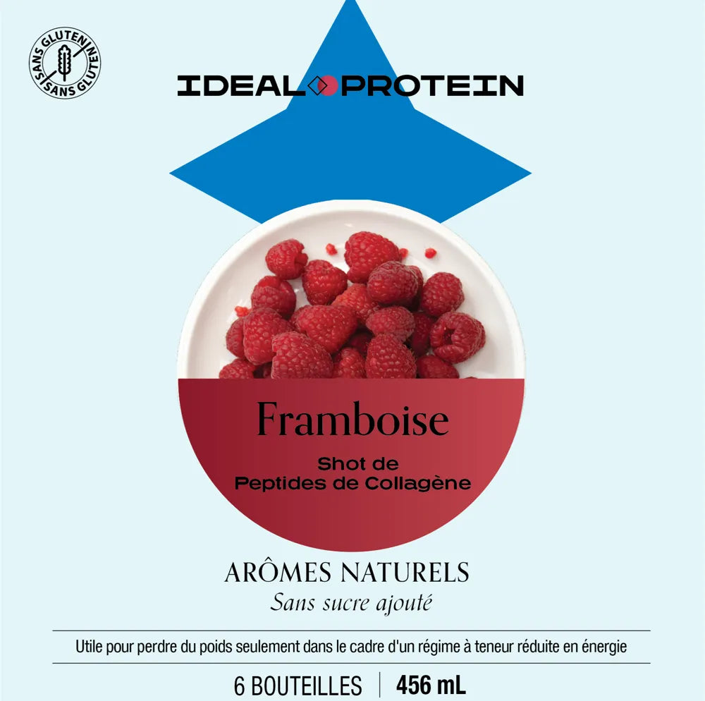 Shot de peptide de collagène saveur Framboise Ideal Protein - 6 bouteilles