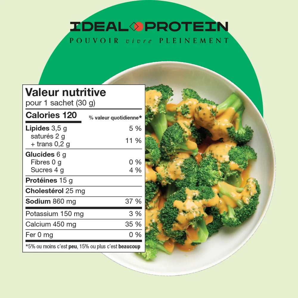 Préparation pour sauce au fromage cheddar Ideal Protein -Informations nutritionnelles
