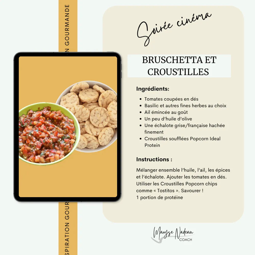 Recette de popcorn Ideal Protein - Bruschetta et croustilles