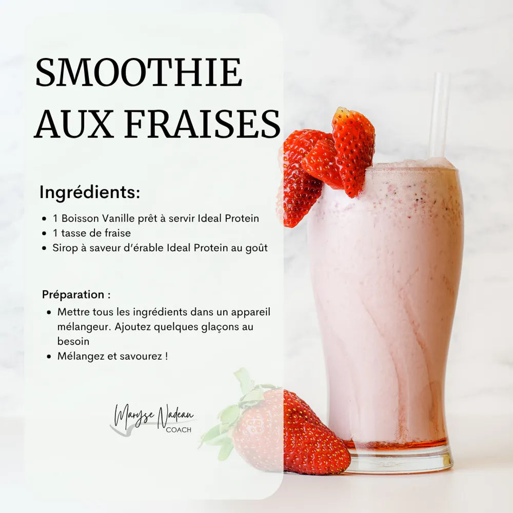 Smoothie aux Fraises Ideal Protein - Maryse Nadeau Coach