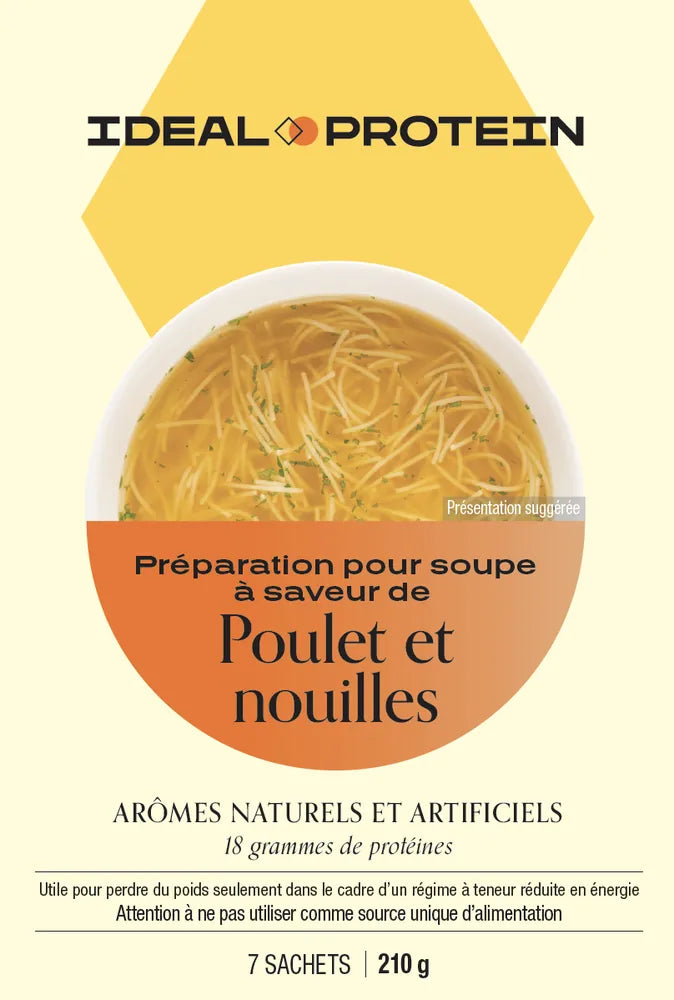 Préparation pour soupe poulet et nouilles Ideal Protein - Boîte de 7