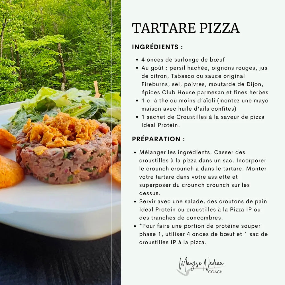 Recette tartare pizza Ideal Protein - Maryse Nadeau Coach