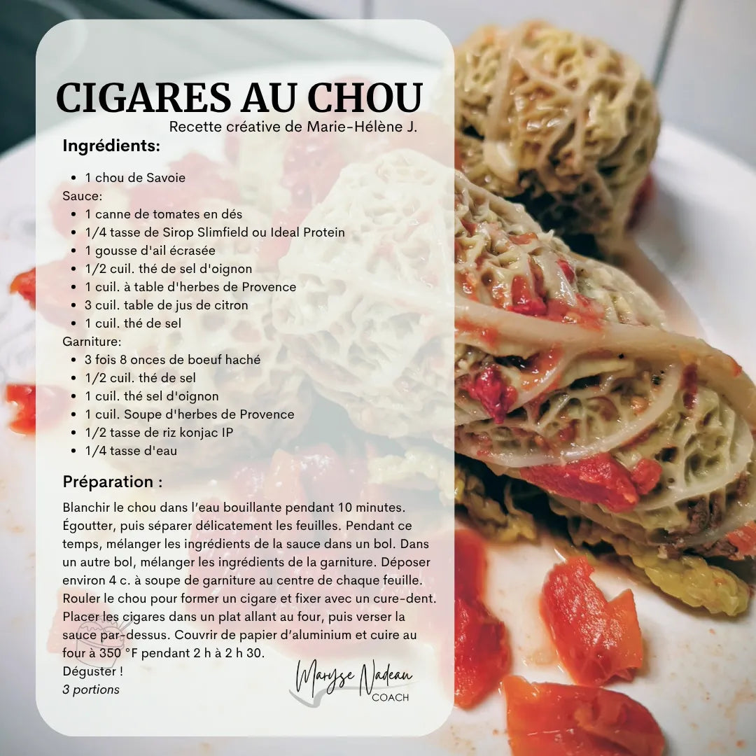 Cigare au chou Ideal Protein - Maryse Nadeau Coach