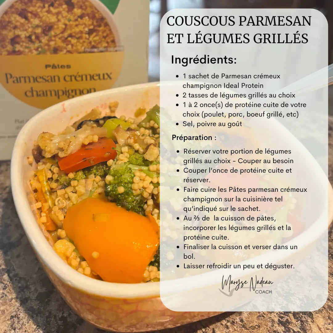 Coucous Parmesan Ideal Protein - Maryse Nadeau Coach