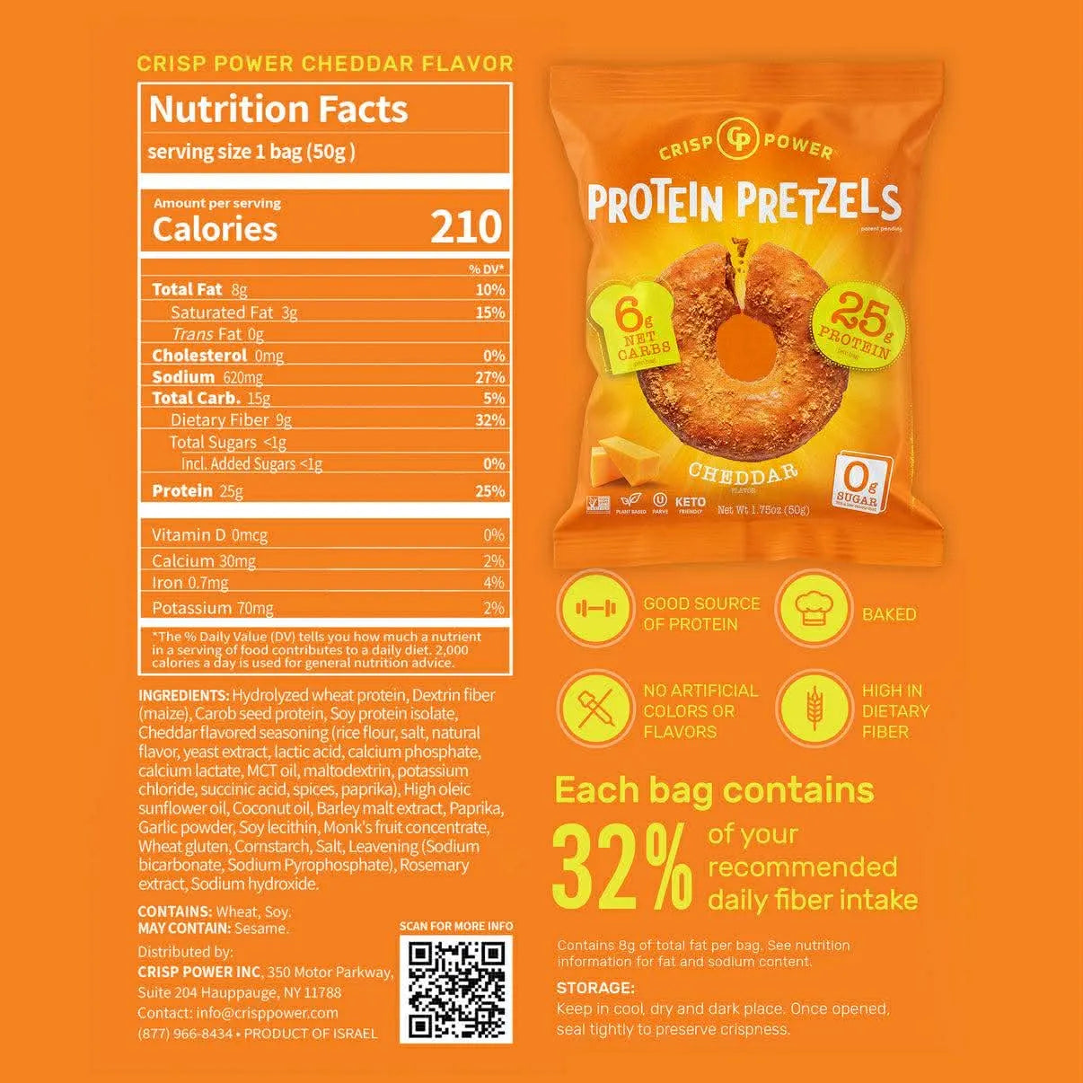 Crisp Power Pretzel Protéiné - Fiche nutritionnelle - Cheddar