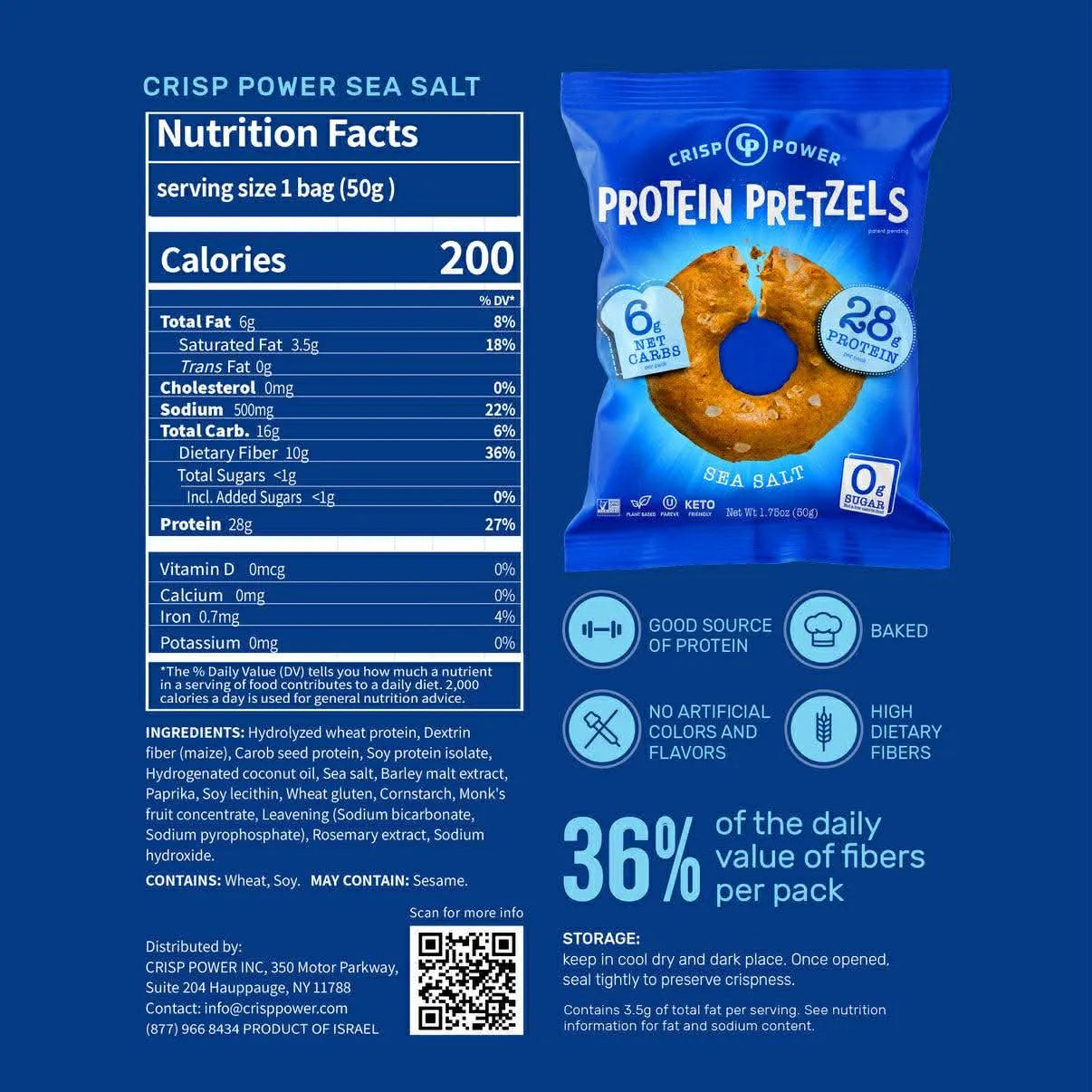 Crisp Power Pretzel Protéiné - Fiche nutritionnelle - Sel de mer