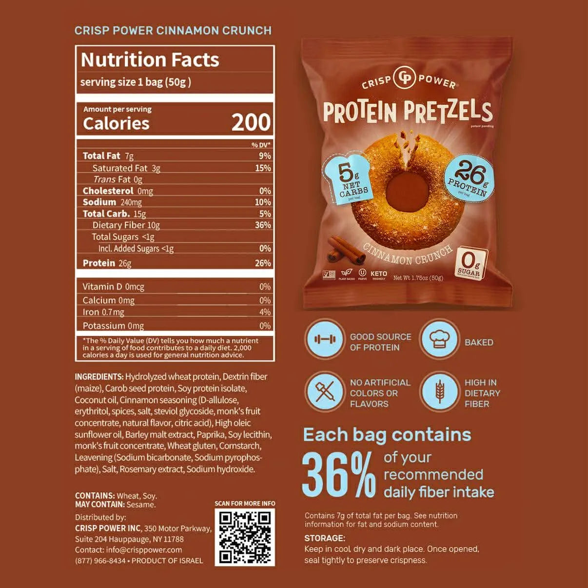 Crisp Power Pretzel Protéiné - Fiche nutritionnelle-Cannelle