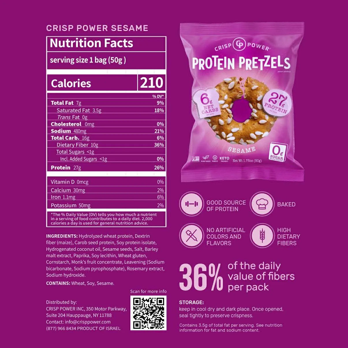 Crisp Power Pretzel Protéiné - Fiche nutritionnelle - Sésame