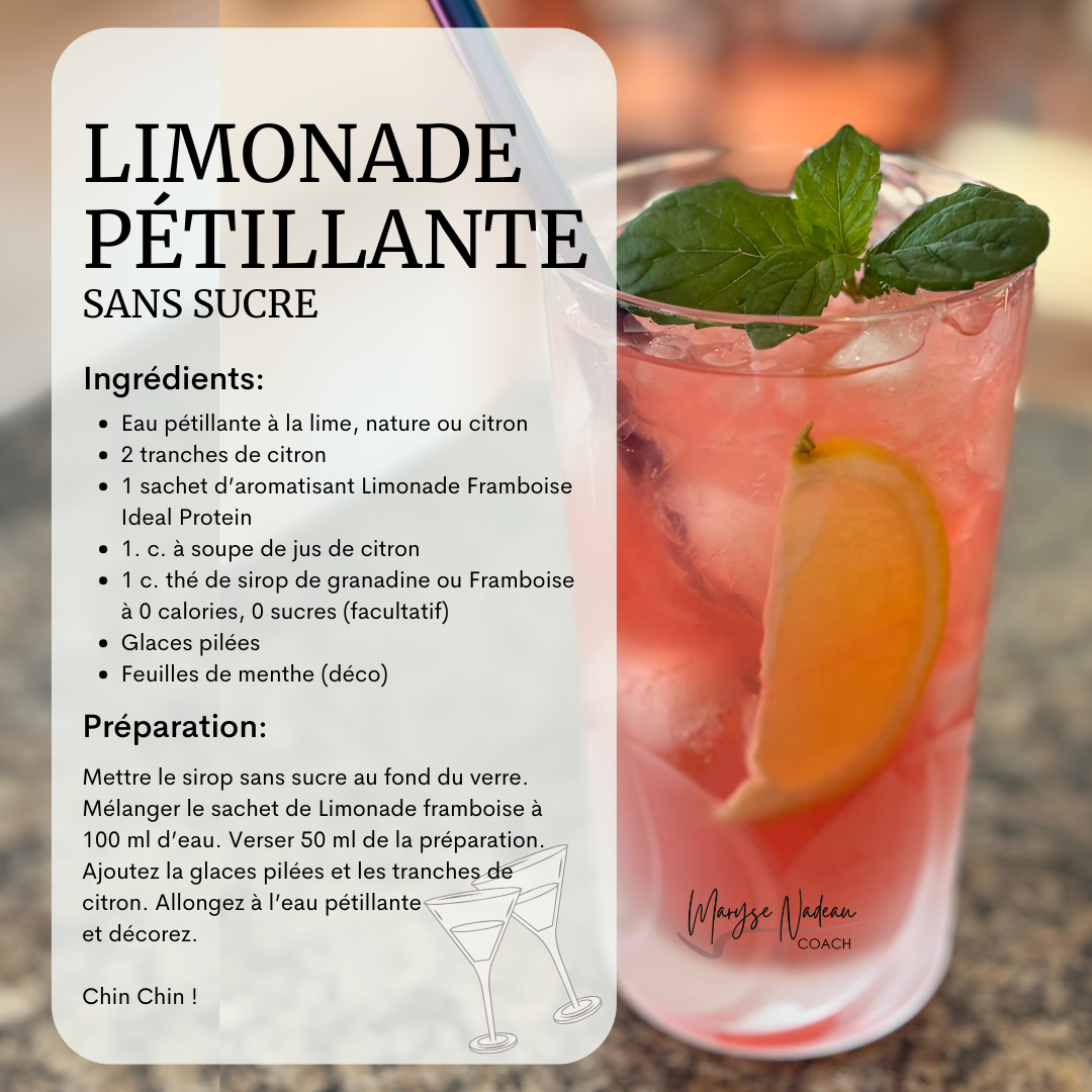 Limonade pétillante sans sucre - Mocktail