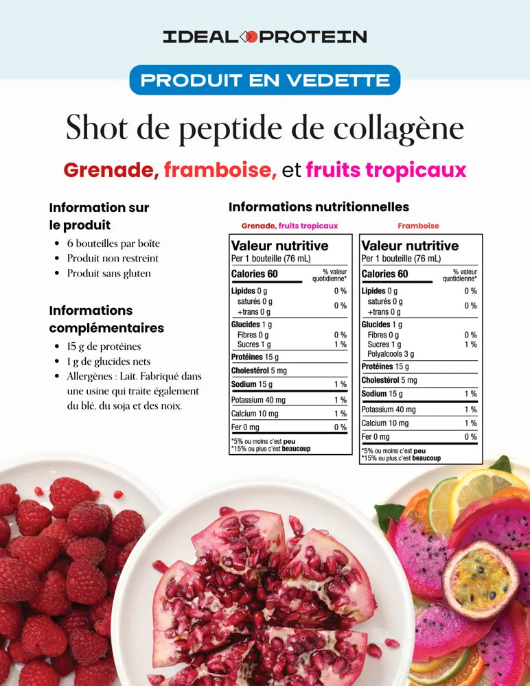 Peptide de collagène Ideal Protein - Valeurs nutritionnelles