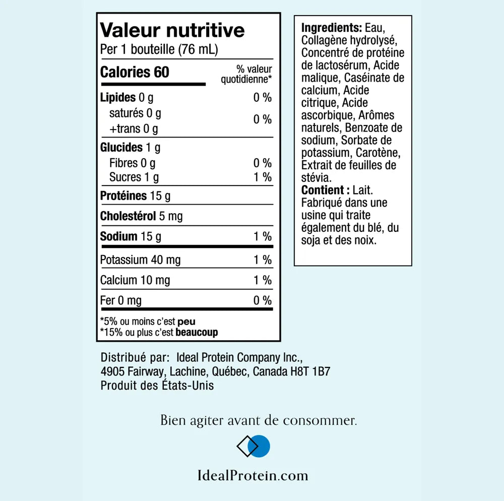 Peptide de collagene fruits tropicaux Ideal Protein -Fiche nutritionnelle