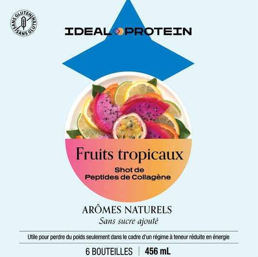 Shot de peptide de collagène saveur Fruits Tropicaux Ideal Protein - 6 bouteilles