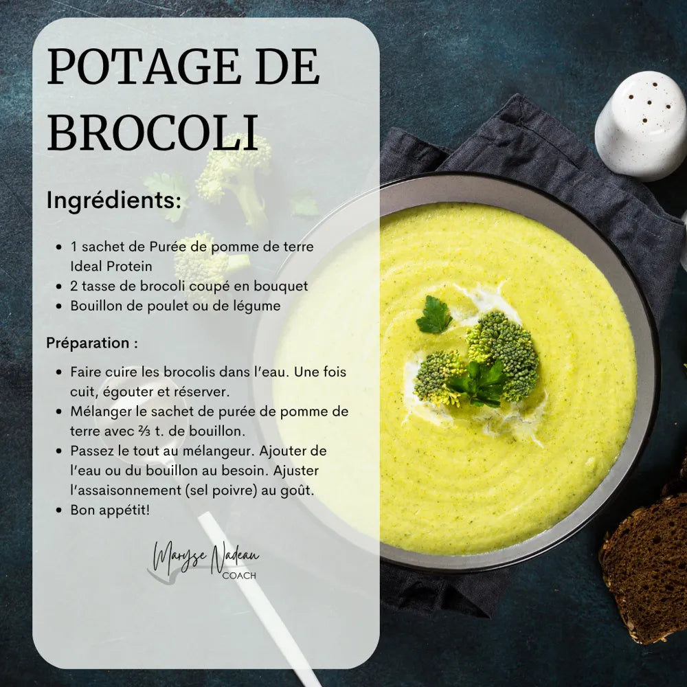 Recette de Potege de brocoli - Ideal Protein - Maryse Nadeau Coach