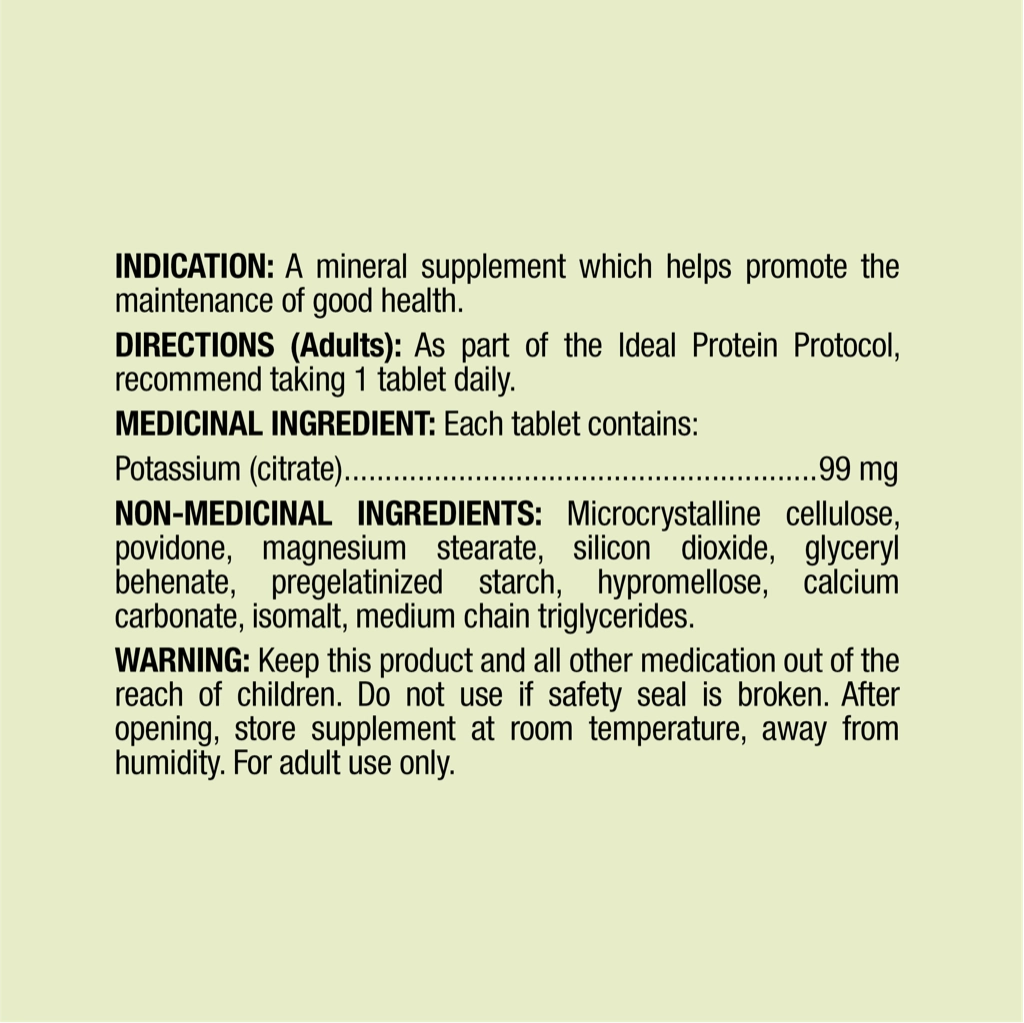 Potassium Citrate Ideal Protein Fiche nutritionnelle